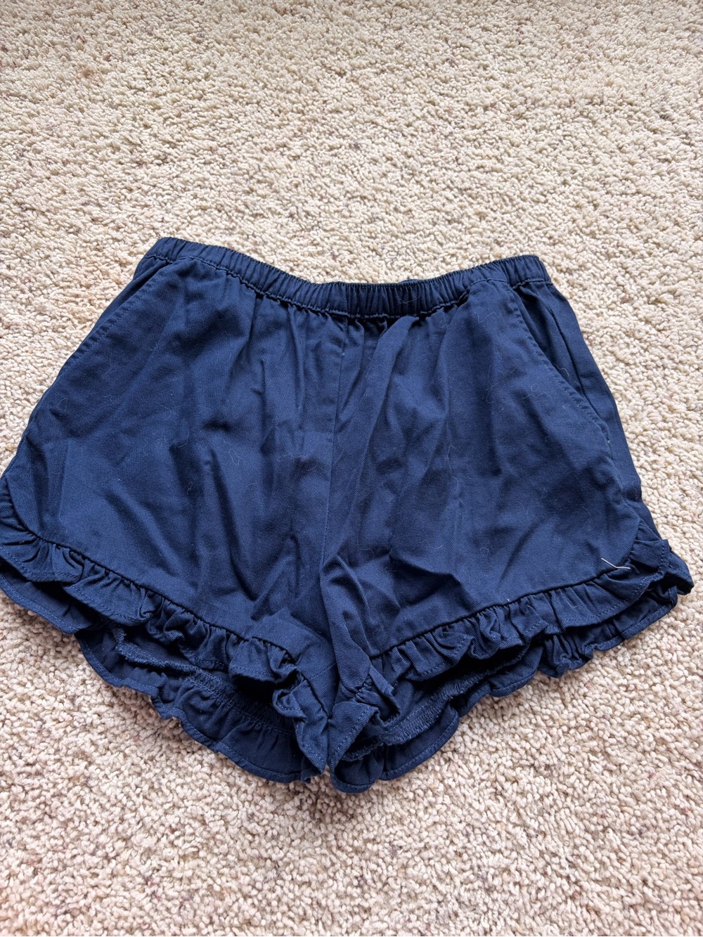 Crewcuts Navy Ruffle-Trim Elastic Waist Shorts kids